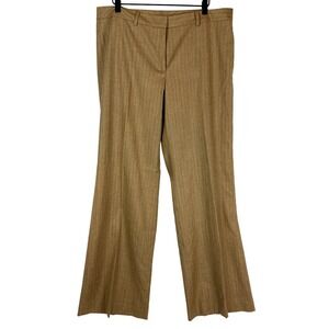 Dana Buchman Womens‎ 14 Trouser Pants Wool Wide Leg Tan Pin Stripe Lined Office